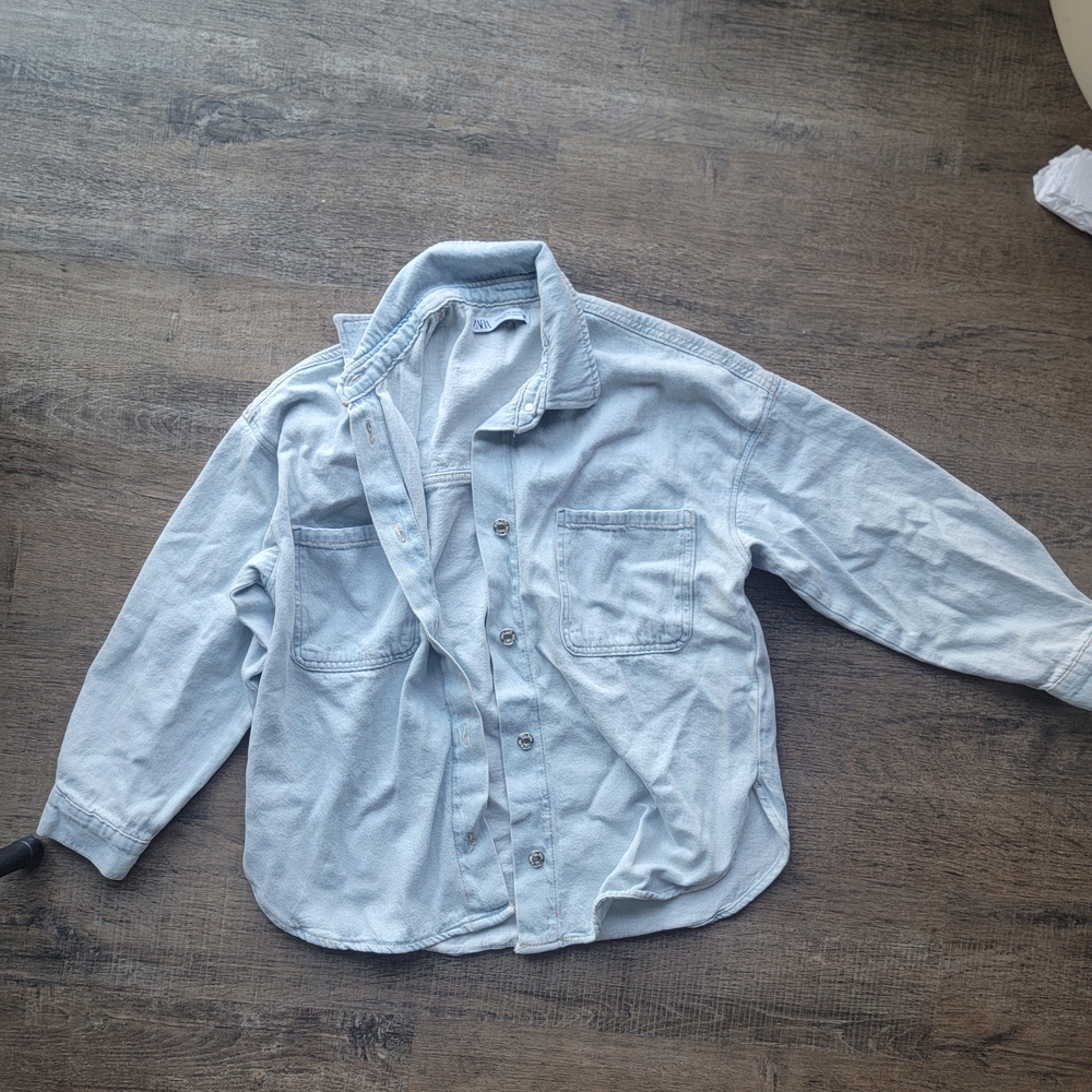 Zara Blue Casual Button Down Jacket